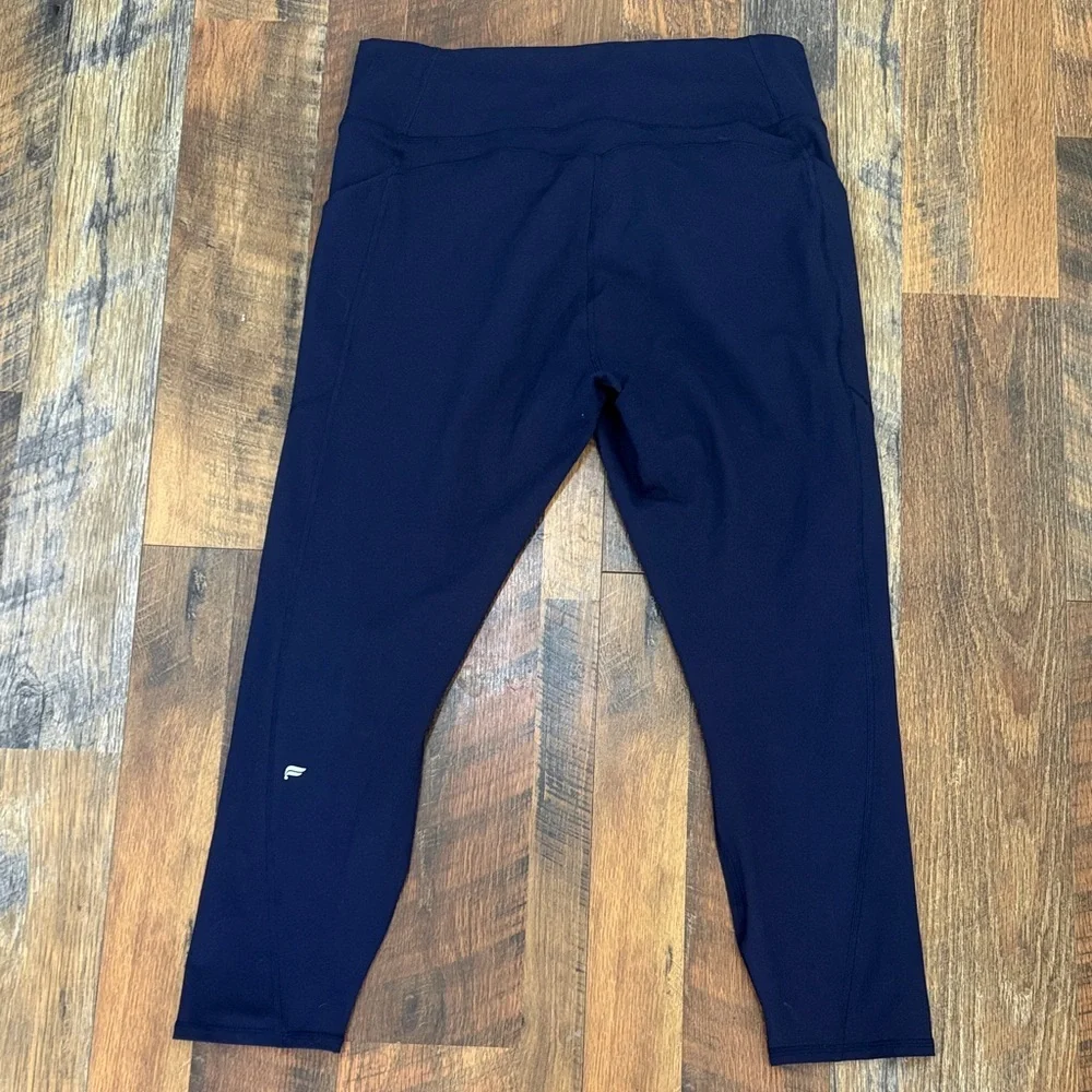 Deep Blue Fabletics Athletic Leggings Pureluxe Side Pockets size Large/XL